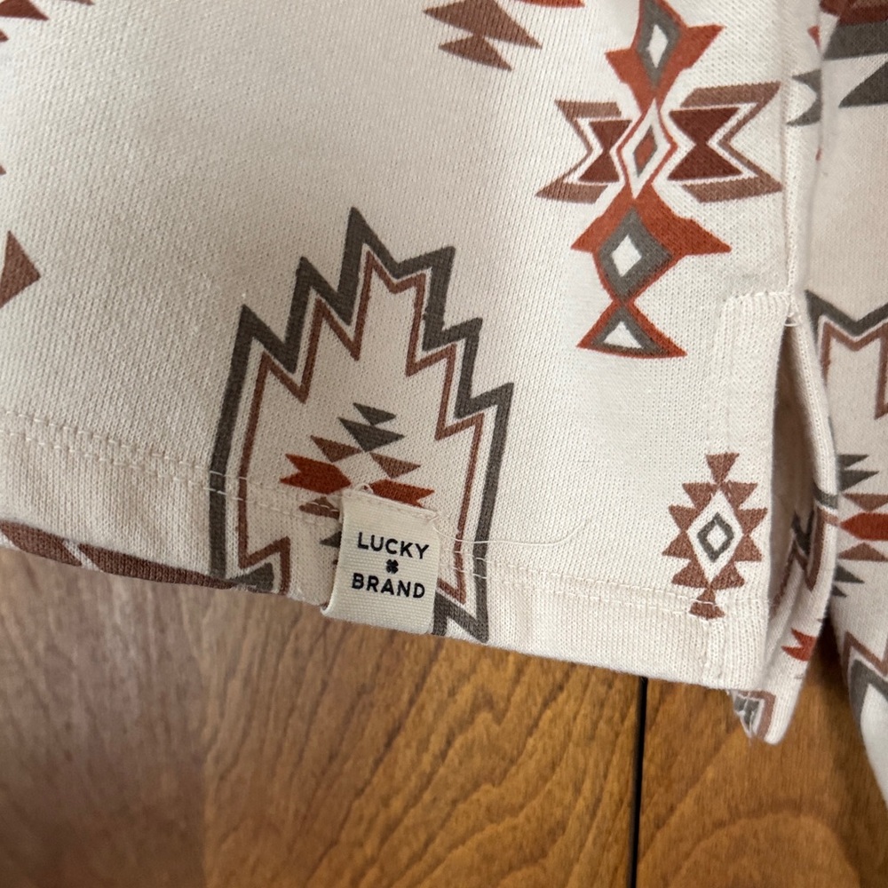Lucky Brand Cream and Brown Patterned Top - Picture 3 of 4